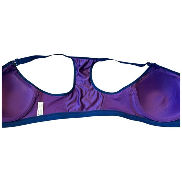 EUC Wacoal Sport Contour Zip Front Sports Bra Purple Blue #853222 34DDD - Picture 2 of 6